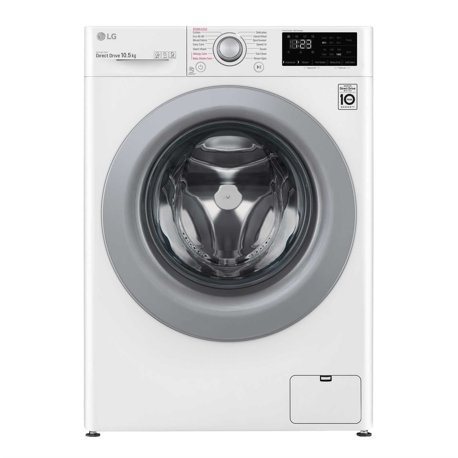 LG 10.5kg 1400rpm Freestanding Washing Machine - White