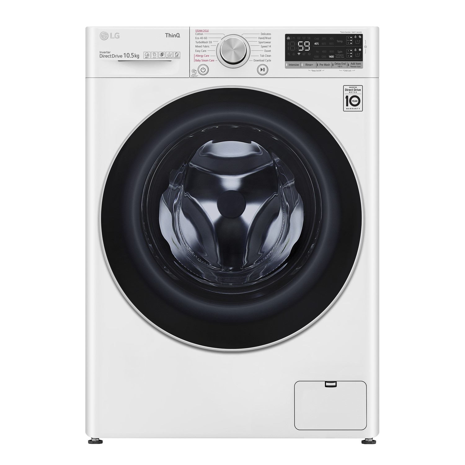 LG V7 EZDispense 10.5kg 1400rpm Freestanding Washing Machine - White