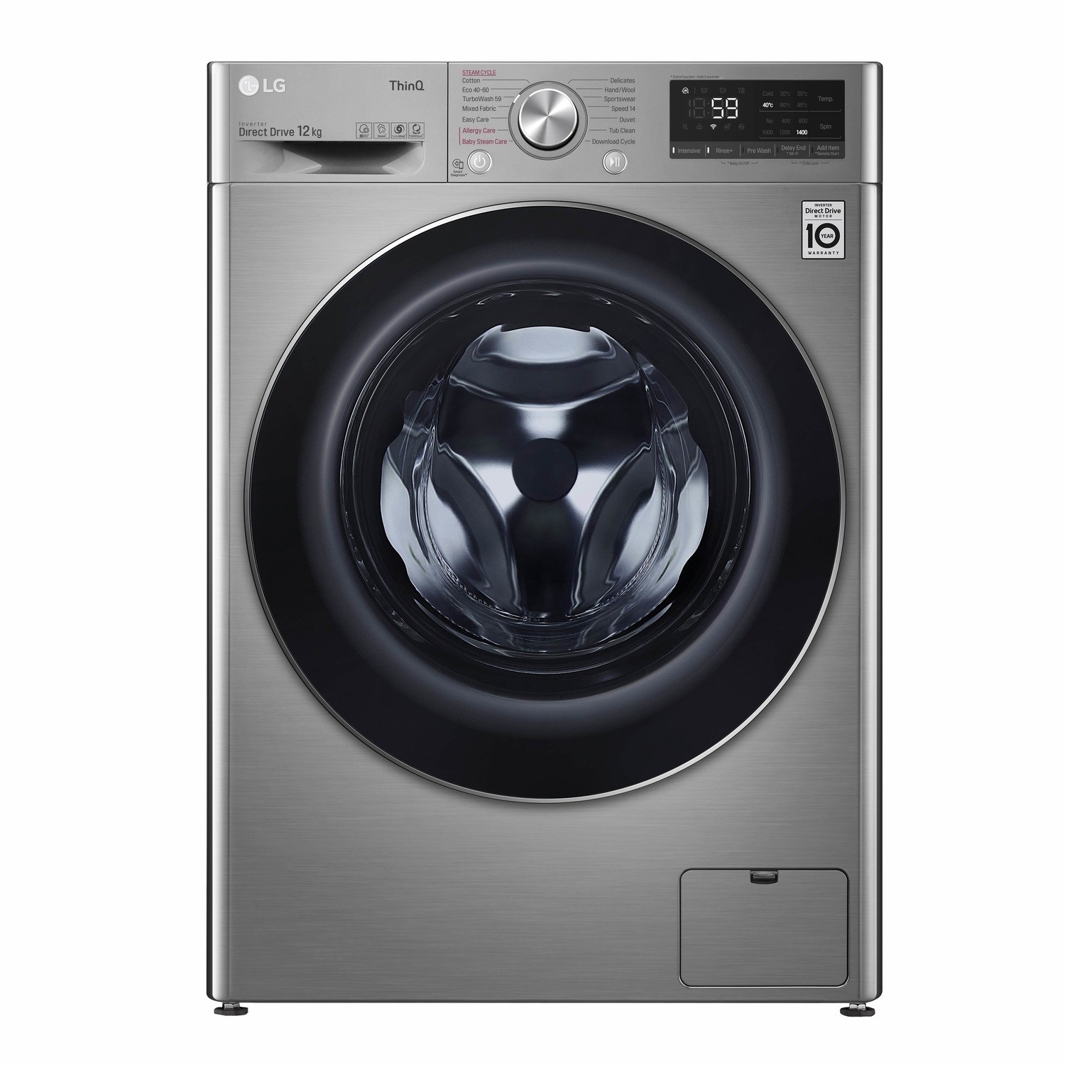 LG V7 TurboWash 12kg 1400rpm Freestanding Washing Machine - Graphite