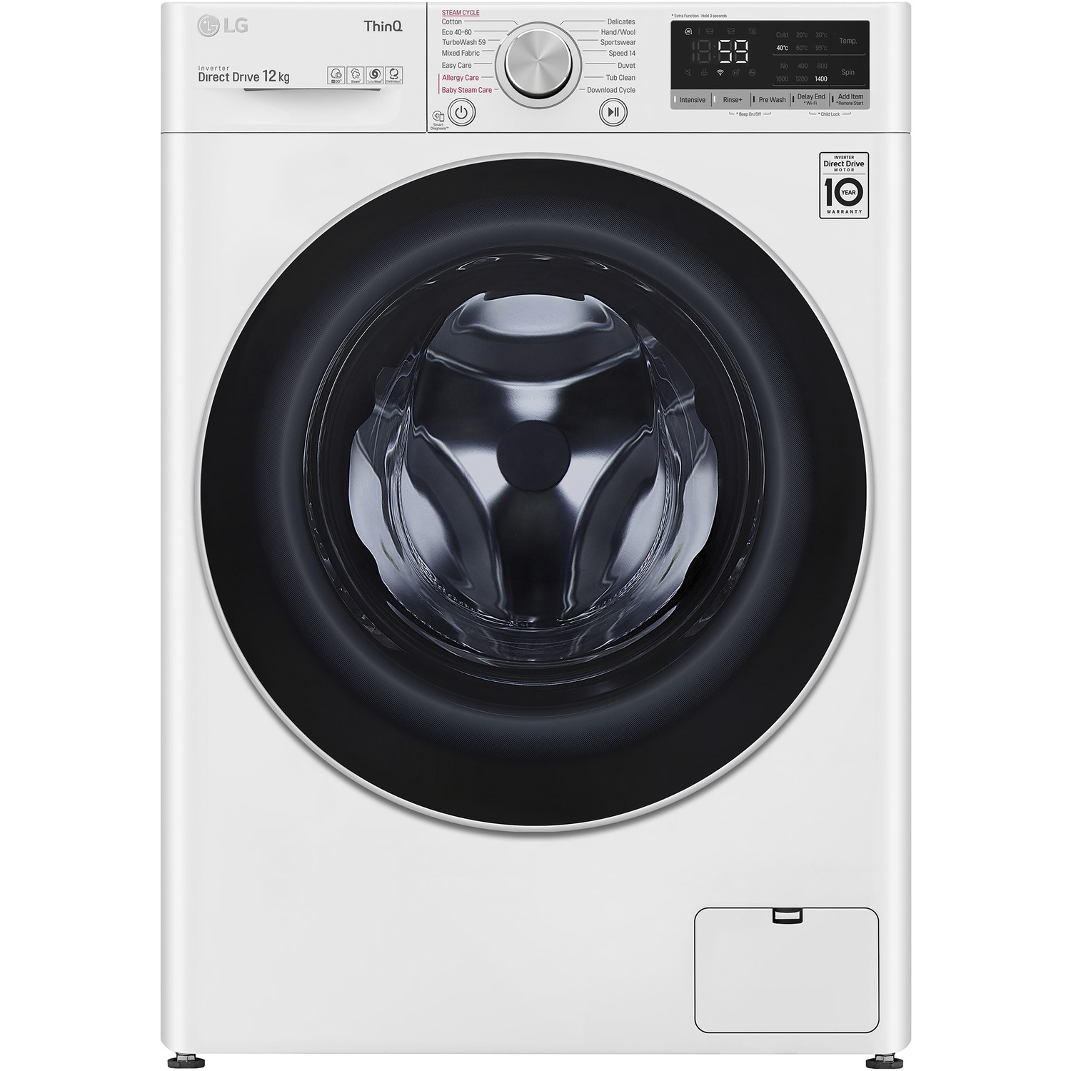 LG V7 TurboWash 12kg 1400rpm Freestanding Washing Machine With Steam - White