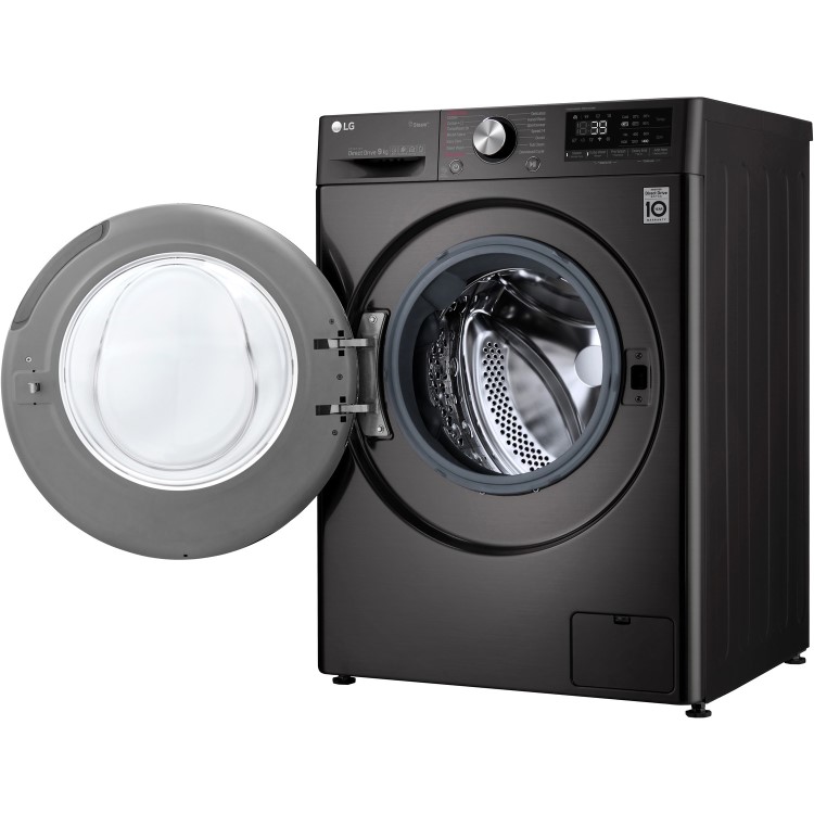 LG F4V909BTS 9kg 1400rpm AI DD Freestanding Washing Machine With TurboWash 360 & Steam - Black Steel