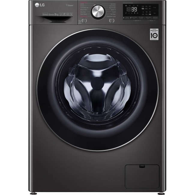 LG F4V909BTS 9kg 1400rpm AI DD Freestanding Washing Machine With TurboWash 360 & Steam - Black Steel