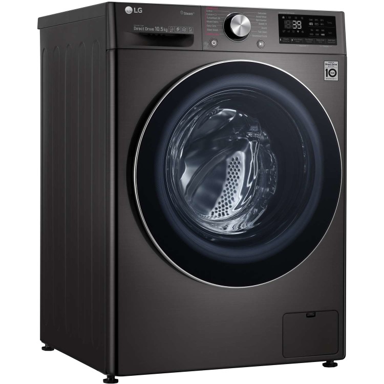 LG F4V910BTS 10.5kg 1400rpm AI DD Freestanding Washing Machine With TurboWash 360 & Steam - Black Steel