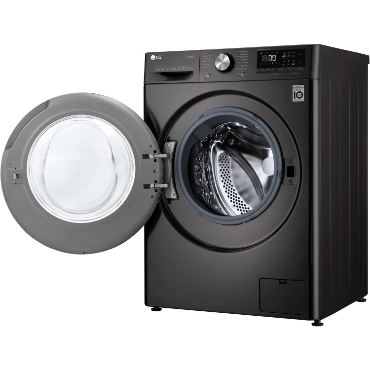 LG F4V910BTS 10.5kg 1400rpm AI DD Freestanding Washing Machine With TurboWash 360 & Steam - Black Steel