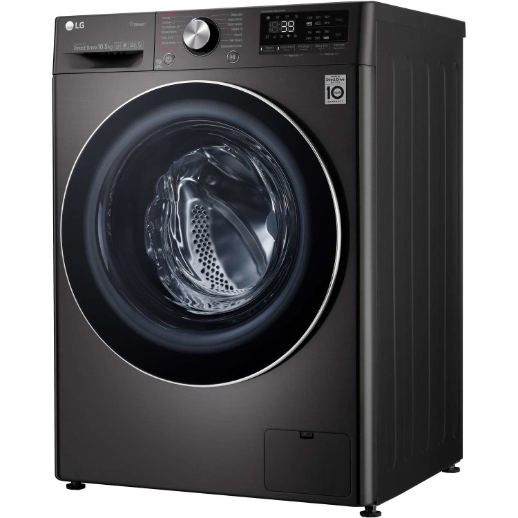 LG F4V910BTS 10.5kg 1400rpm AI DD Freestanding Washing Machine With TurboWash 360 & Steam - Black Steel