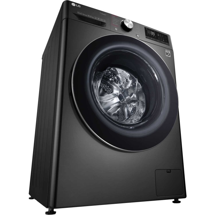 LG F4V910BTS 10.5kg 1400rpm AI DD Freestanding Washing Machine With TurboWash 360 & Steam - Black Steel