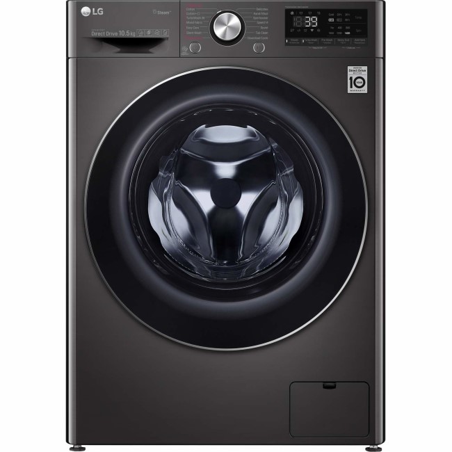 LG F4V910BTS 10.5kg 1400rpm AI DD Freestanding Washing Machine With TurboWash 360 & Steam - Black Steel