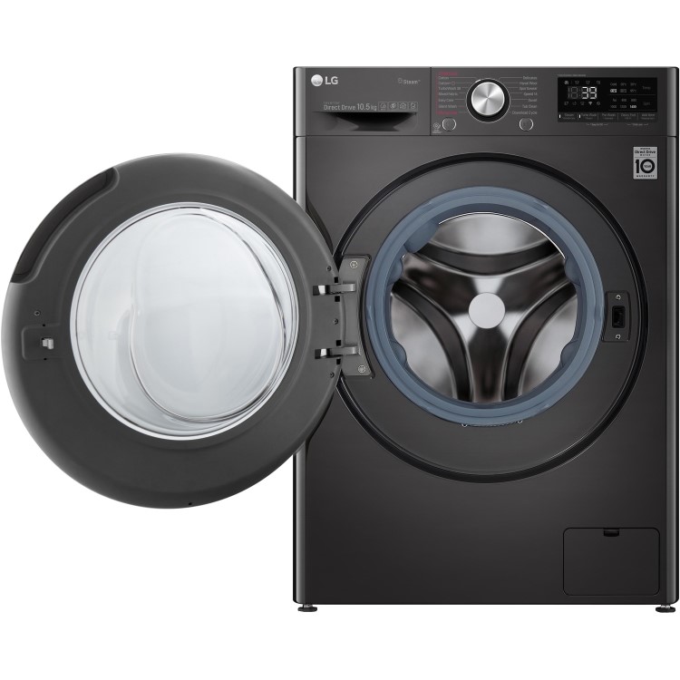 LG F4V910BTS 10.5kg 1400rpm AI DD Freestanding Washing Machine With TurboWash 360 & Steam - Black Steel