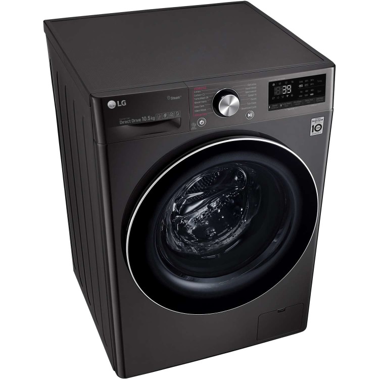 LG F4V910BTS 10.5kg 1400rpm AI DD Freestanding Washing Machine With TurboWash 360 & Steam - Black Steel