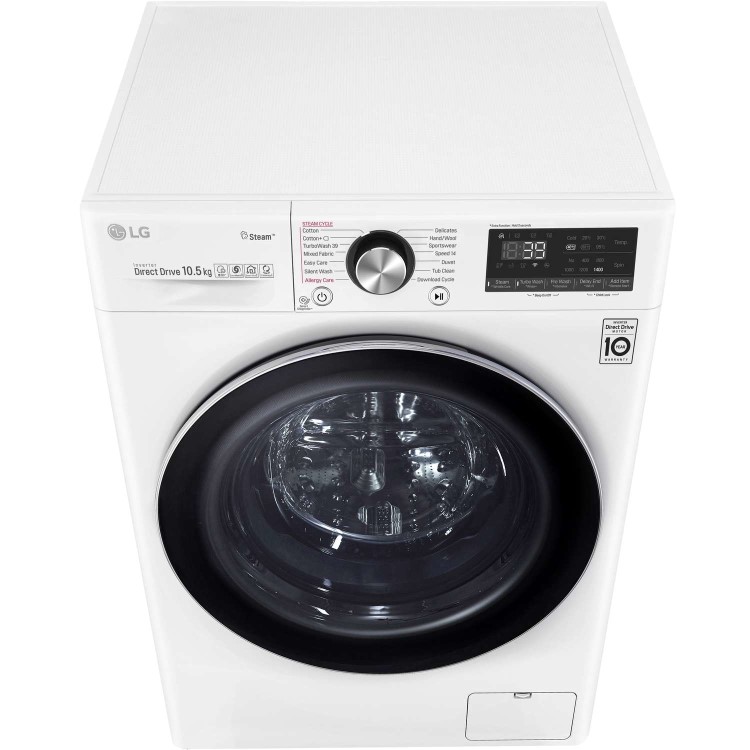 LG F4V910WTS 10.5kg 1400rpm AI DD Freestanding Washing Machine With TurboWash 360 & Steam - White