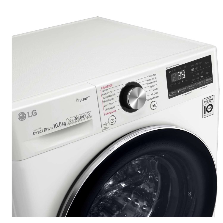 LG F4V910WTS 10.5kg 1400rpm AI DD Freestanding Washing Machine With TurboWash 360 & Steam - White