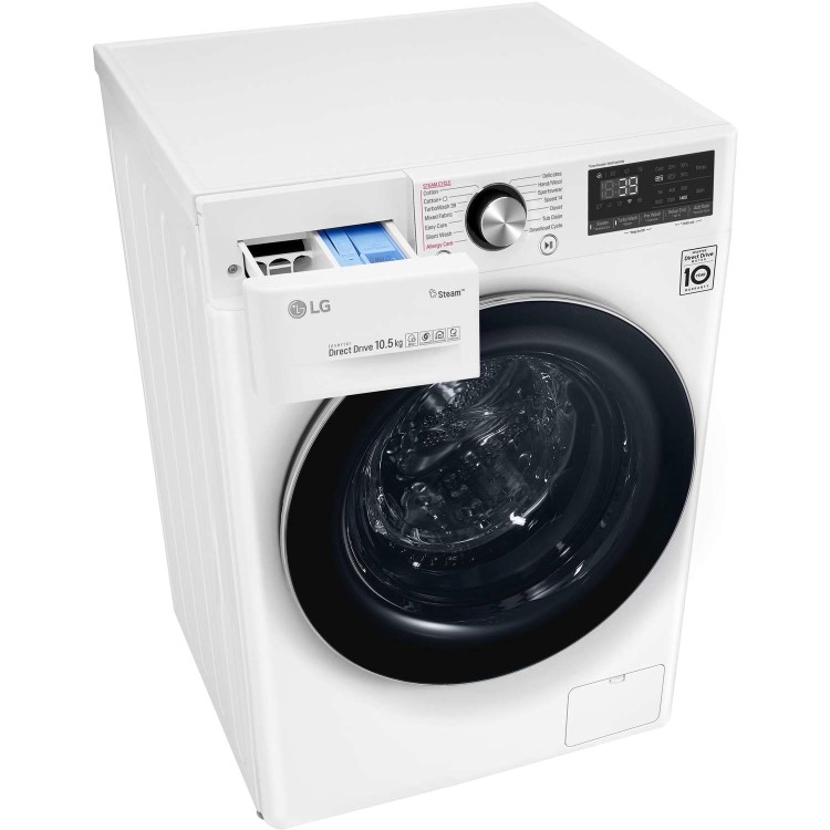 LG F4V910WTS 10.5kg 1400rpm AI DD Freestanding Washing Machine With TurboWash 360 & Steam - White