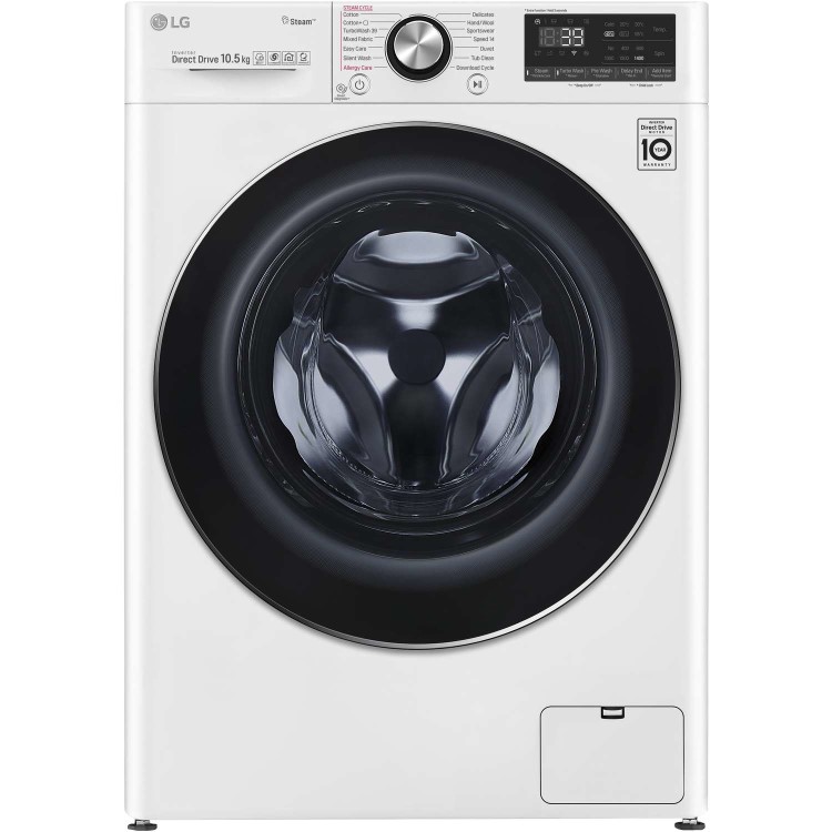 LG F4V910WTS 10.5kg 1400rpm AI DD Freestanding Washing Machine With TurboWash 360 & Steam - White