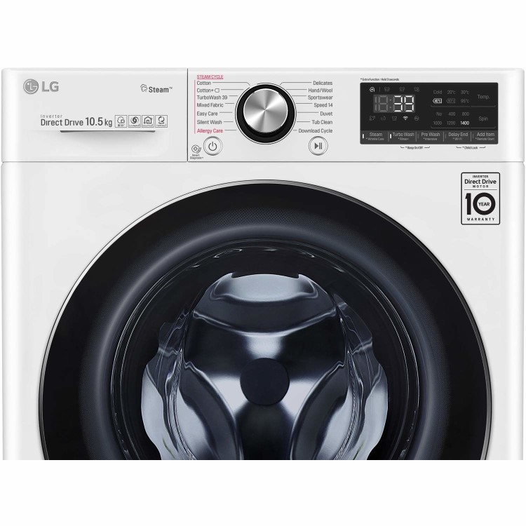 LG F4V910WTS 10.5kg 1400rpm AI DD Freestanding Washing Machine With TurboWash 360 & Steam - White