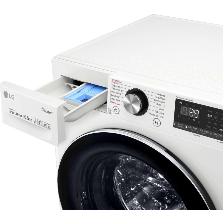 LG F4V910WTS 10.5kg 1400rpm AI DD Freestanding Washing Machine With TurboWash 360 & Steam - White