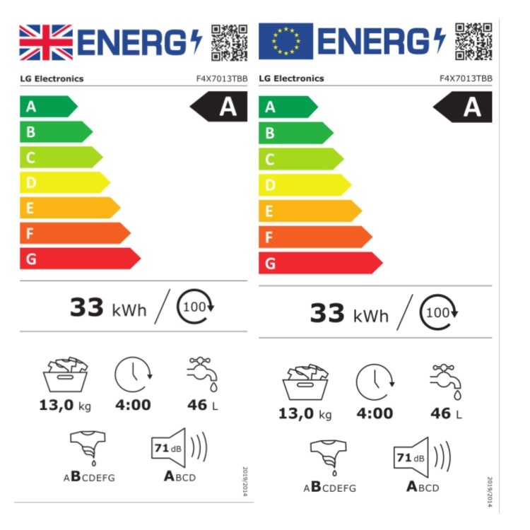 LG VX70 Series 13kg 1400rpm Washing Machine - Black