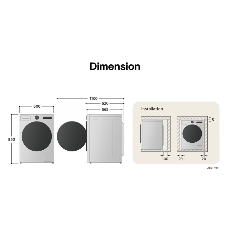 LG Steam 10kg 1400rpm Washing Machine - White