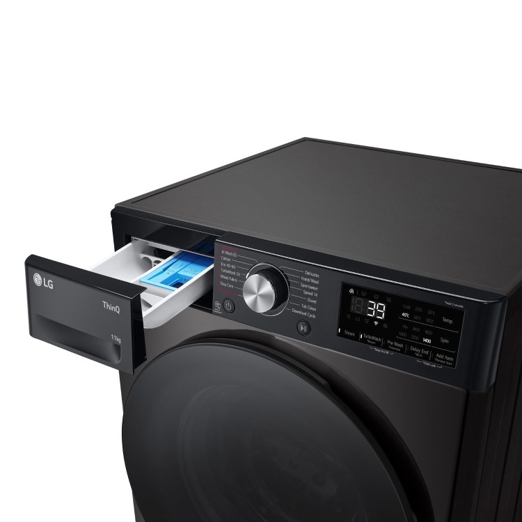 Refurbished LG TurboWash F4Y711BBTN1 Freestanding 11KG 1400 Spin Washing Machine Black