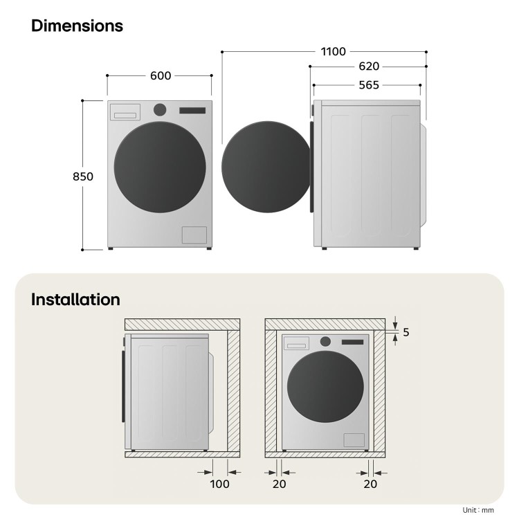 LG Series 4 Pro AI Direct Drive 11kg 1400rpm Washing Machine - Black