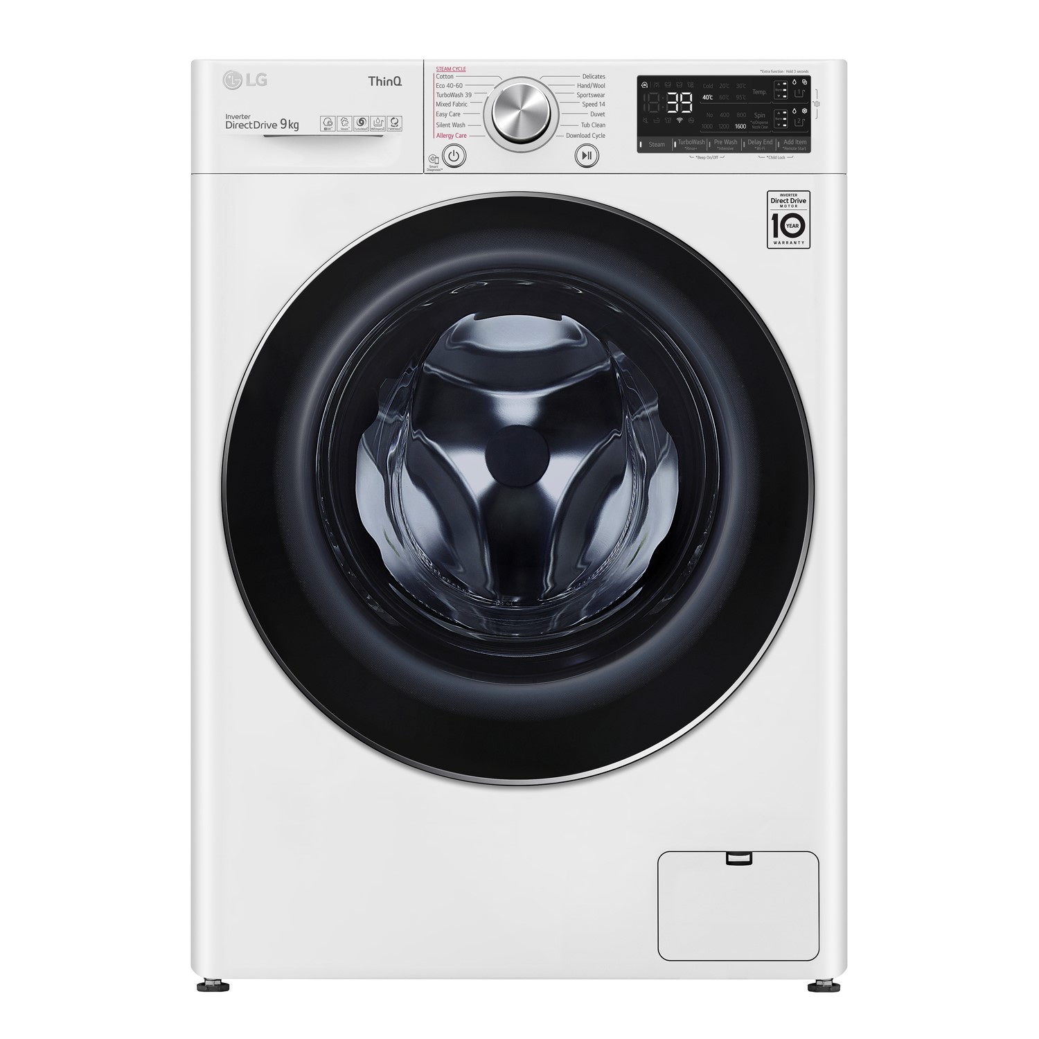 LG V9 EZDispense 9kg 1400rpm Freestanding Washing Machine - White