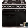 Falcon Deluxe 90cm Dual Fuel Range Cooker - Black & Brass