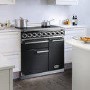 Falcon 80850 - 900 Deluxe 90cm Dual Fuel Range Cooker - China Blue And Nickel - Matt Pan Stands