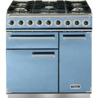 Falcon 80830 - 900 Deluxe 90cm Dual Fuel Range Cooker - China Blue And Nickel - Gloss Pan Stands