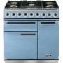 Falcon 80830 - 900 Deluxe 90cm Dual Fuel Range Cooker - China Blue And Nickel - Gloss Pan Stands