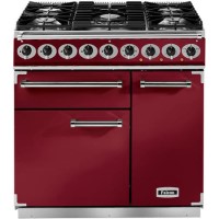 Falcon 80840 - 900 Deluxe 90cm Dual Fuel Range Cooker - Cranberry And Nickel - Matt Pan Stands