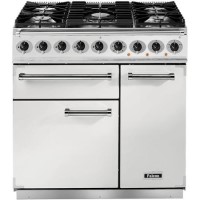 Falcon 82380 - 900 Deluxe 90cm Dual Fuel Range Cooker - White And Nickel - Matt Pan Stands