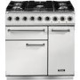 Falcon 82380 - 900 Deluxe 90cm Dual Fuel Range Cooker - White And Nickel - Matt Pan Stands