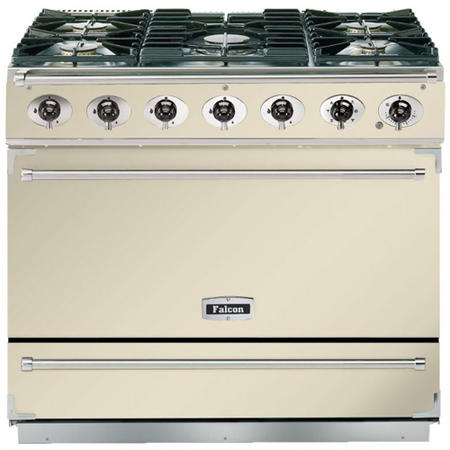 Falcon 87400 - 900S Dividable Single Oven 90cm Dual Fuel Range Cooker - Cream And Chrome - Matt Stands