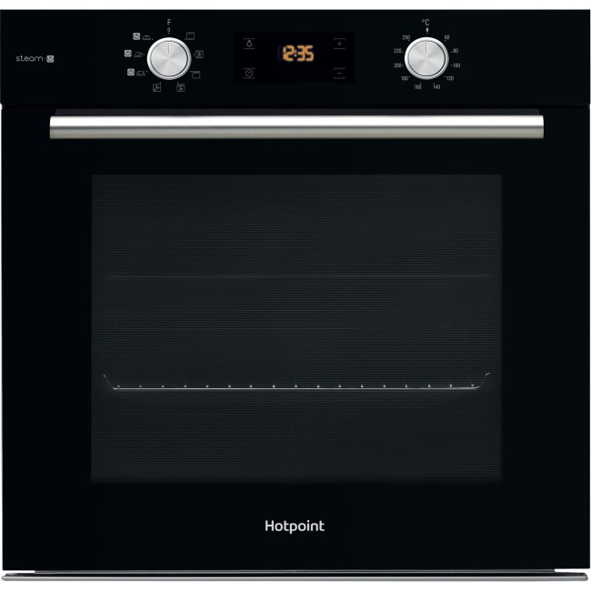 Hotpoint Fan Assisted Electric Single Oven with Gentle Steam - Black