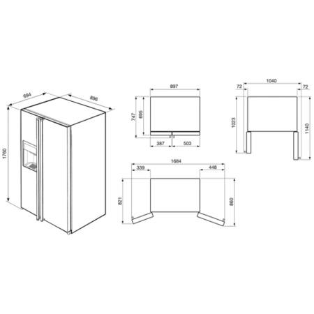 Smeg FA55PCIL3 American Fridge Freezer With Ice And Water Dispenser - Fully Clad Stainless Steel