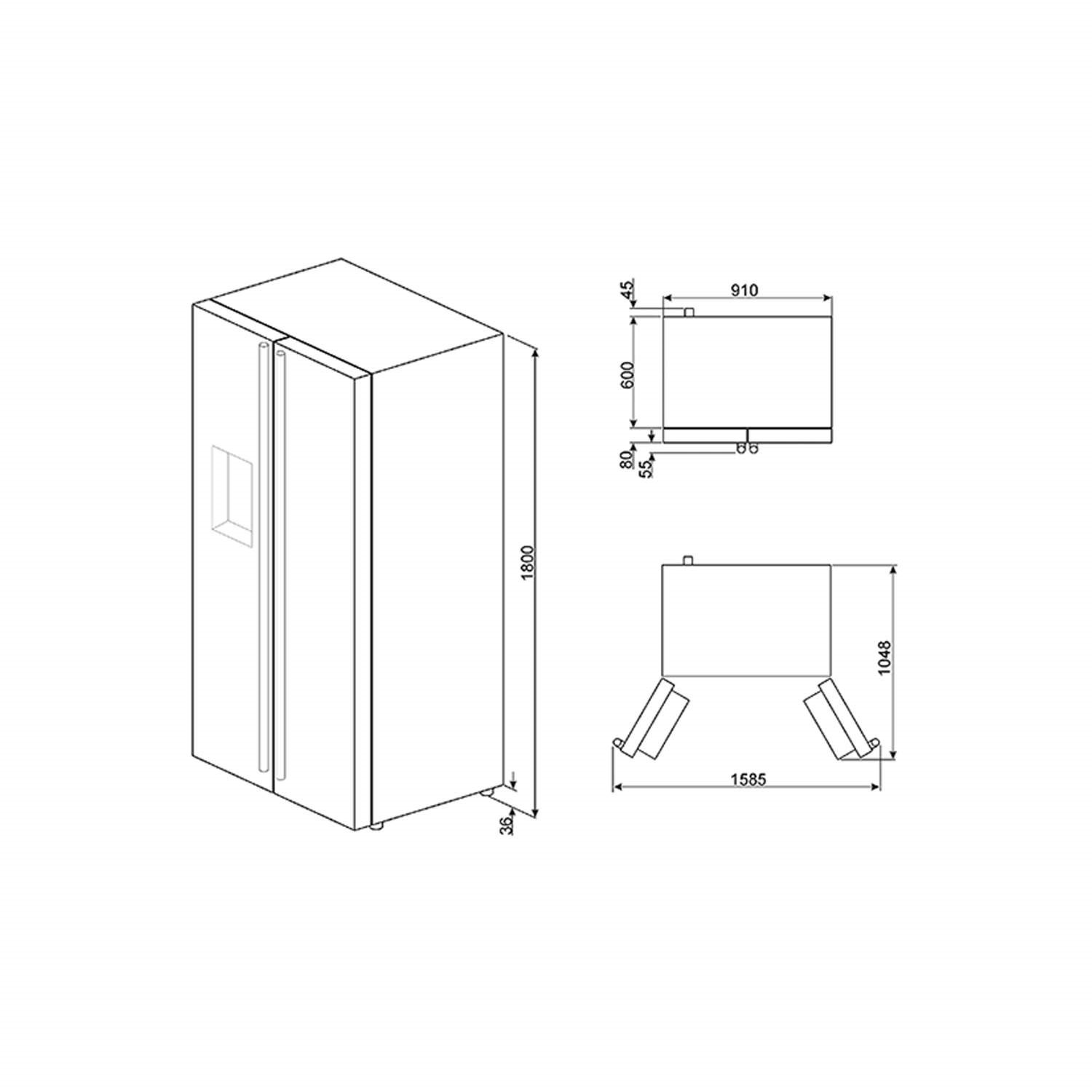 Smeg FA63XBI Side by Side Builtin Fridge Freezer with Stainless Steel