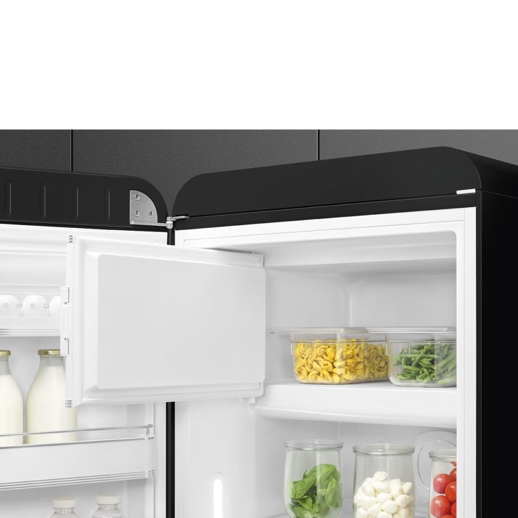 Smeg 244 Litre Fifties Style Left Hand Hinge Freestanding Fridge With Ice Box – Black