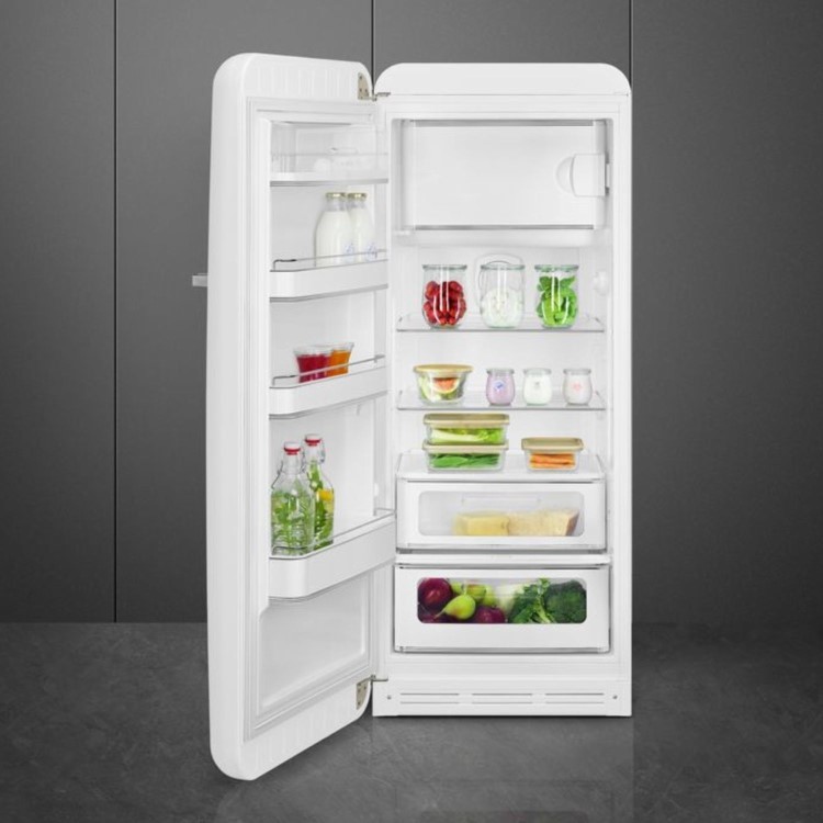 Smeg 244 Litre Fifties Style Right Hand Hinge Freestanding Fridge With Ice Box – White