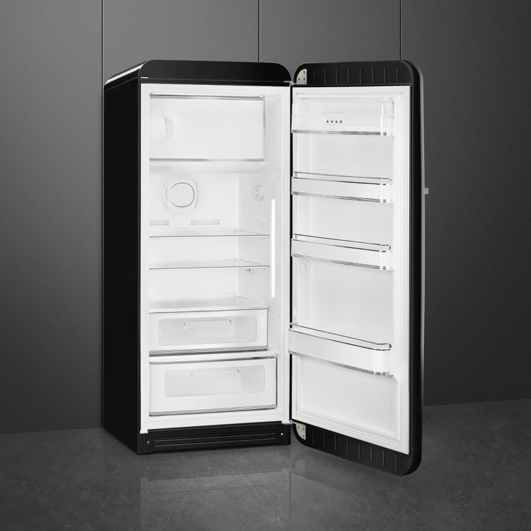 Smeg 244 Litre Fifties Style Right Hand Hinge Freestanding Fridge With Ice Box – Black