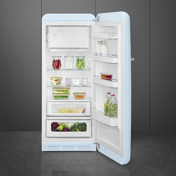 Smeg 244 Litre Fifties Style Right Hand Hinge Fridge with Icebox - Pastel Blue