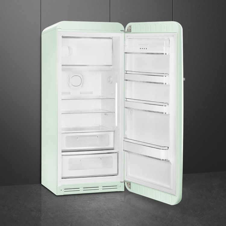 Smeg 244 Litre Fifties Style Left Hand Hinge Freestanding Fridge With Ice Box – Pastel Green