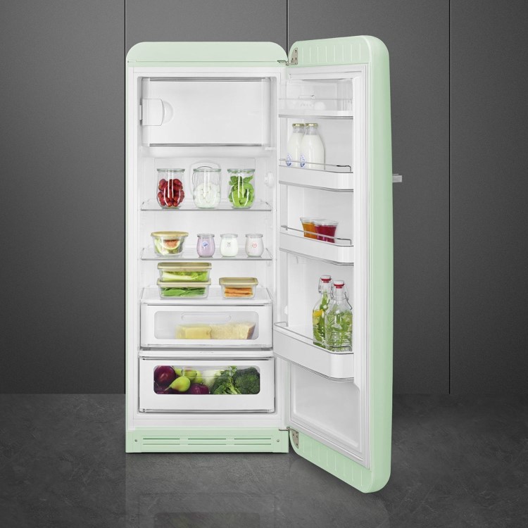 Smeg 244 Litre Fifties Style Left Hand Hinge Freestanding Fridge With Ice Box – Pastel Green