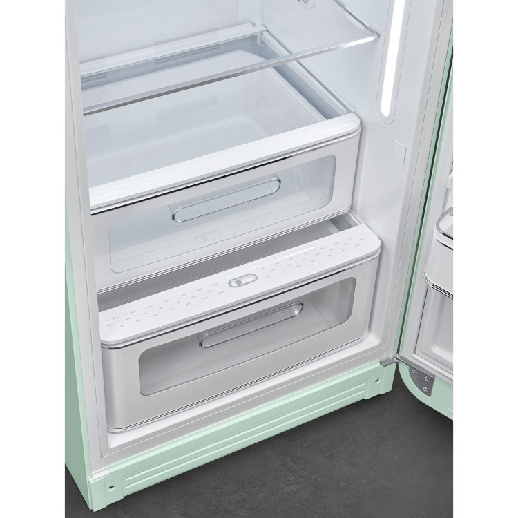 Smeg 244 Litre Fifties Style Left Hand Hinge Freestanding Fridge With Ice Box – Pastel Green