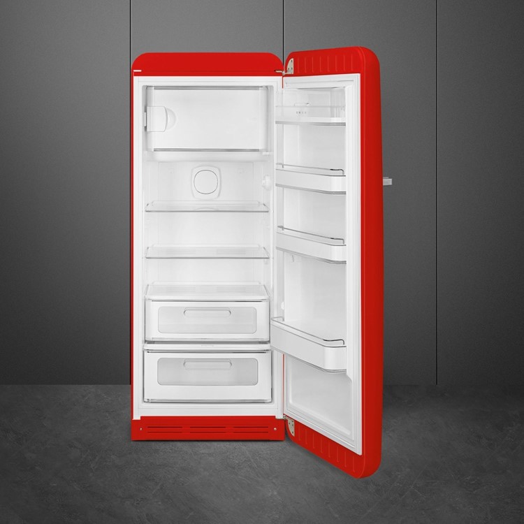 Smeg 244 Litre Fifties Style Right Hand Hinge Freestanding Fridge With Ice Box – Red