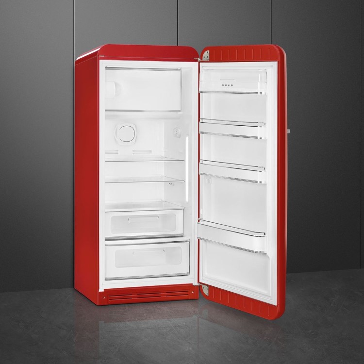 Smeg 244 Litre Fifties Style Right Hand Hinge Freestanding Fridge With Ice Box – Red