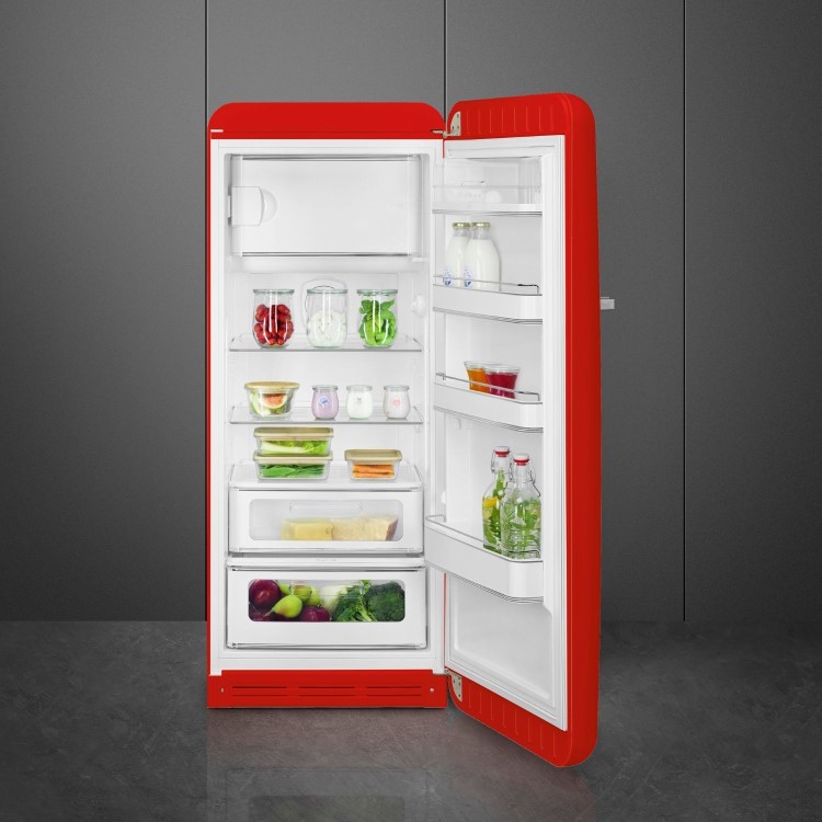 Smeg 244 Litre Fifties Style Right Hand Hinge Freestanding Fridge With Ice Box – Red