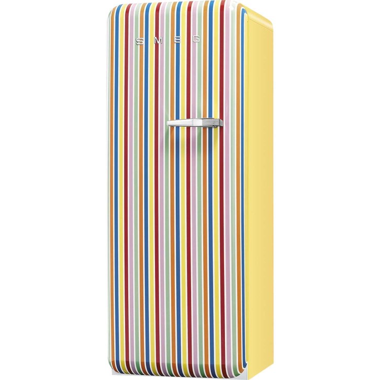 Smeg FAB28YCS1 60cm Wide Retro Style Left Hinge Freestanding Fridge - Candy Stripe