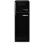Smeg 294 Litre Fifties Style Left Hand Hinge Top Mount Fridge Freezer - Black