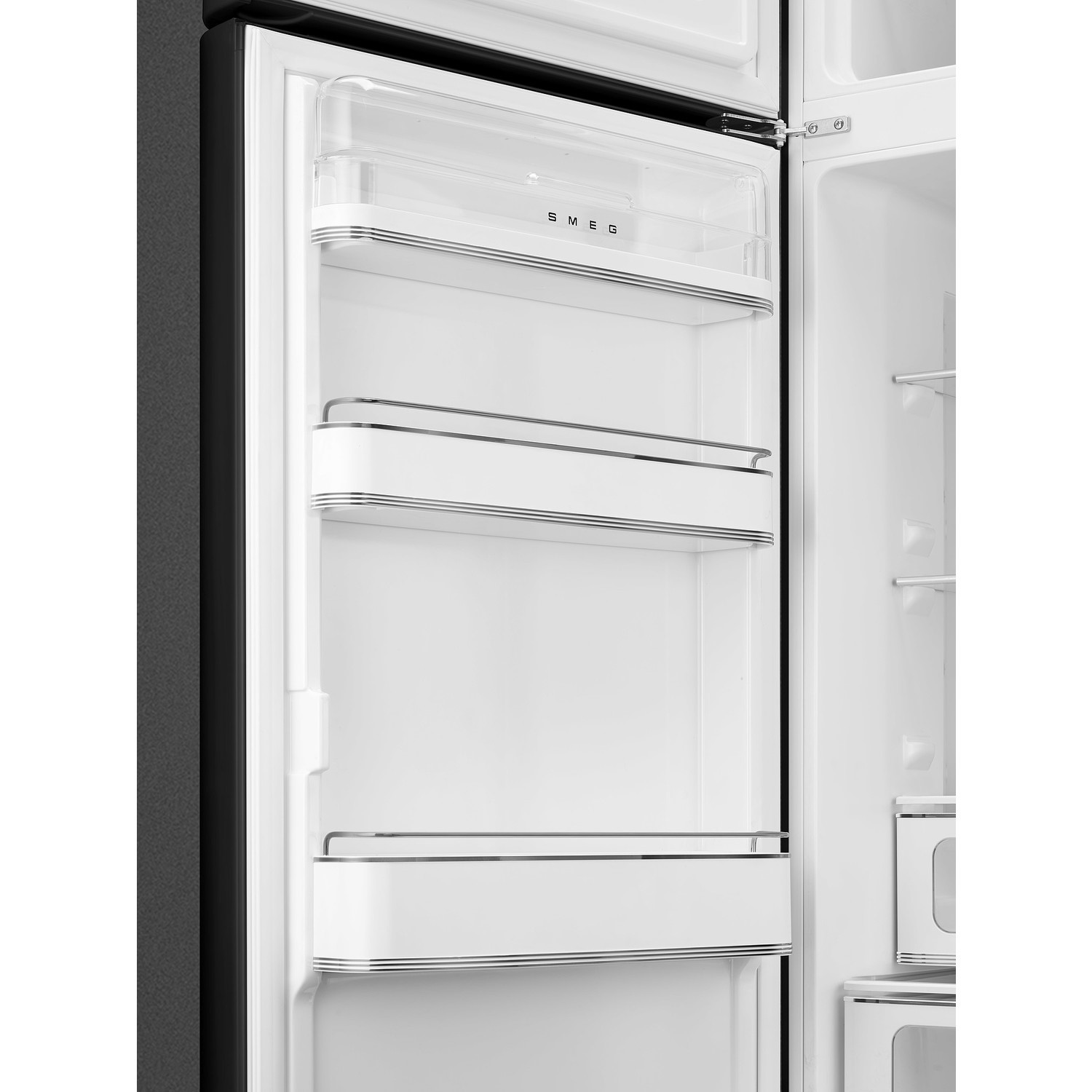 Smeg 294 Litre Fifties Style Left Hand Hinge Top Mount Fridge Freezer - Black Smeg 294 Litre Fifties Style Left Hand Hinge Top Mount Fridge Freezer - Black