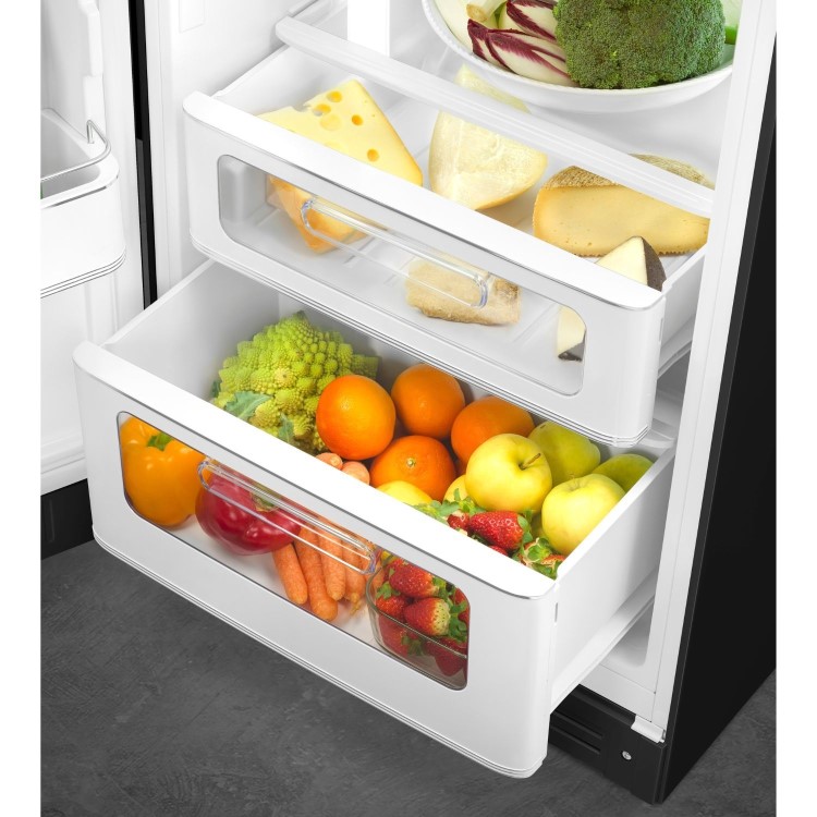 Smeg 294 Litre Fifties Style Left Hand Hinge 70/30 Fridge Freezer - Black