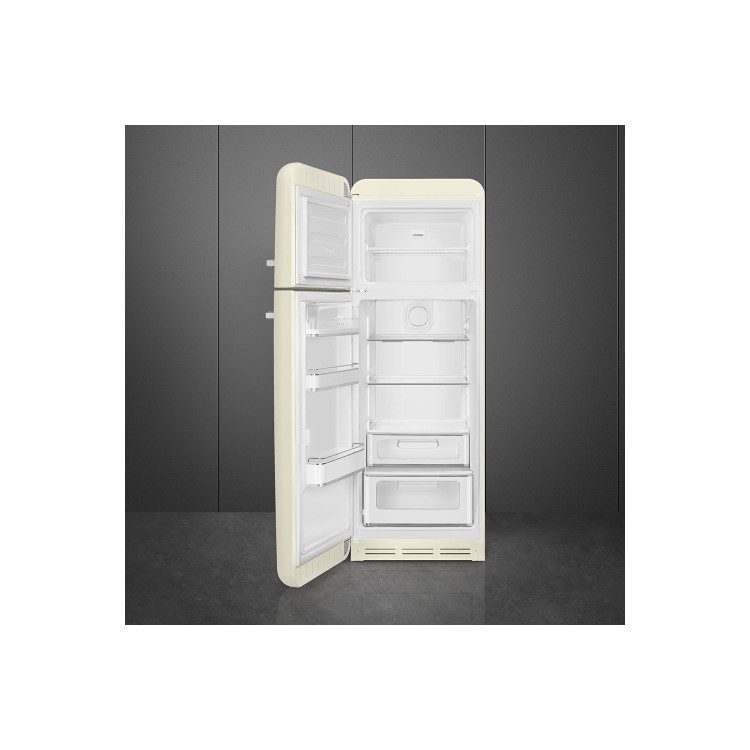 Refurbished Fifties Style Left Hand Hinge Top Mount Fridge Freezer - Cream